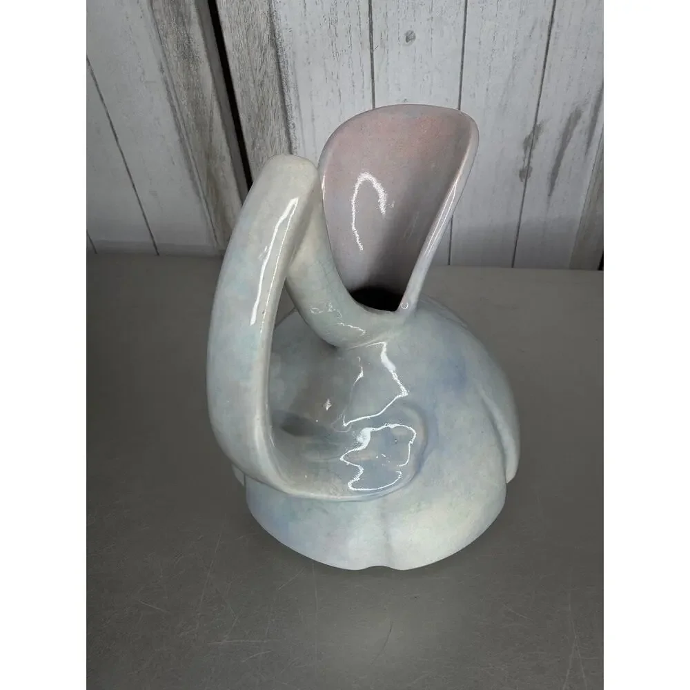 Vintage Conder Water Pitcher Vase Figurine Decor Light Blue Pink